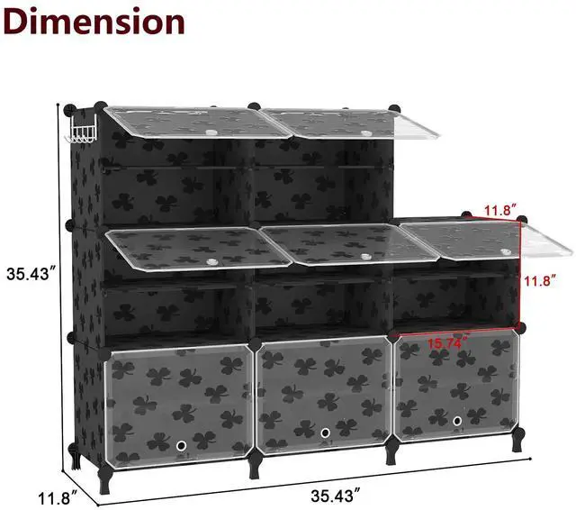 Alt view image 6 of 7 - Shoe Rack, 8 Tier Shoe Storage Cabinet 32 Pair Plastic Shoe Shelves Organizer for Closet Bedroom Entryway Black