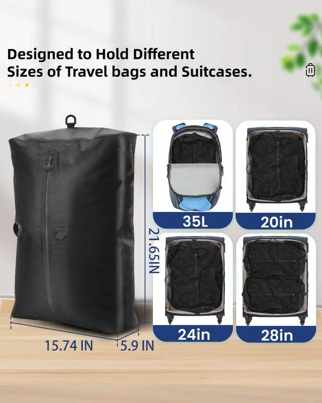 Alt view image 4 of 7 - 2 Vacuum ReusableTravel Vacuum Pack bags, 33L Space-Saving Vacuum Compression Bags for Travel Luggage, Suitcases, and Backpacks; IPX7 Waterproof & Reusable Vacuum Packing Cubes for Clothing (+Pump)