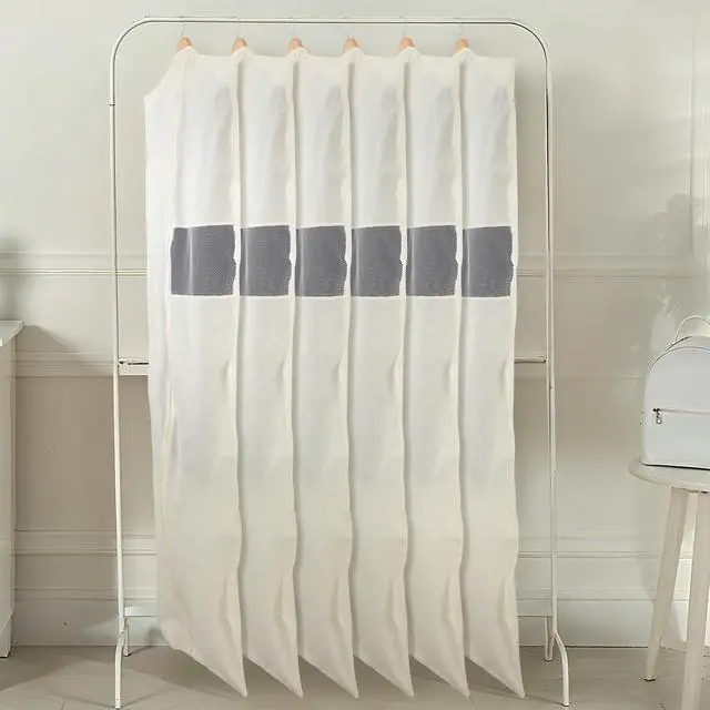 Alt view image 7 of 7 - 6 Pcs 24 x 65 inches Cotton Garment Bags for Hanging Clothes, Canvas Suit Bags for Clothes Coats Jackets Shirts Closet Storage Travel Gusseted Hanging Garment Cover