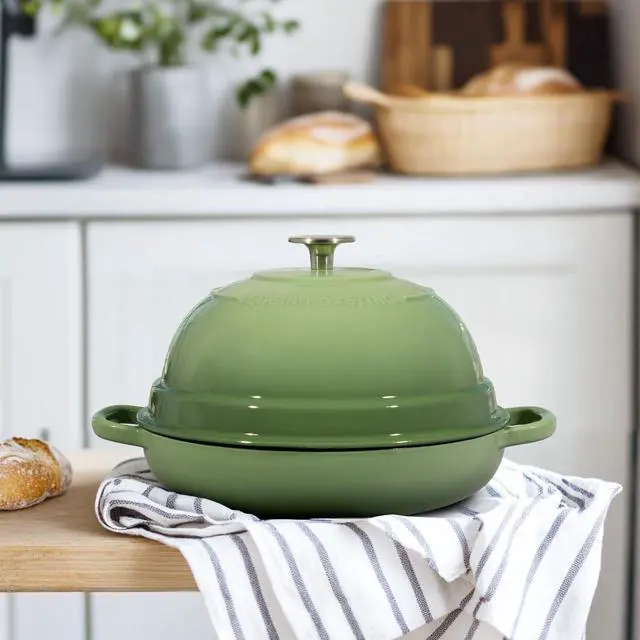 Alt view image 7 of 7 - Enameled Cast Iron Dutch Oven Pot with Lid, Round Bread Oven for Homemade Sourdough Bread Baking, 6 Quart, Pistachio Green
