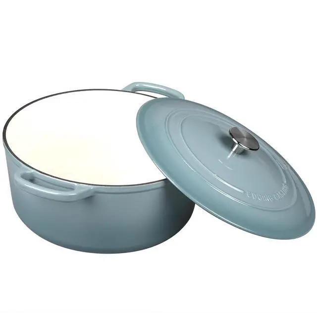 Alt view image 2 of 6 - Enameled Dutch Ovens Cast Iron Dutch Oven Pot with Lid for Bread Baking, Cook, Dual Handle, 5.5 Quart, Seasalt