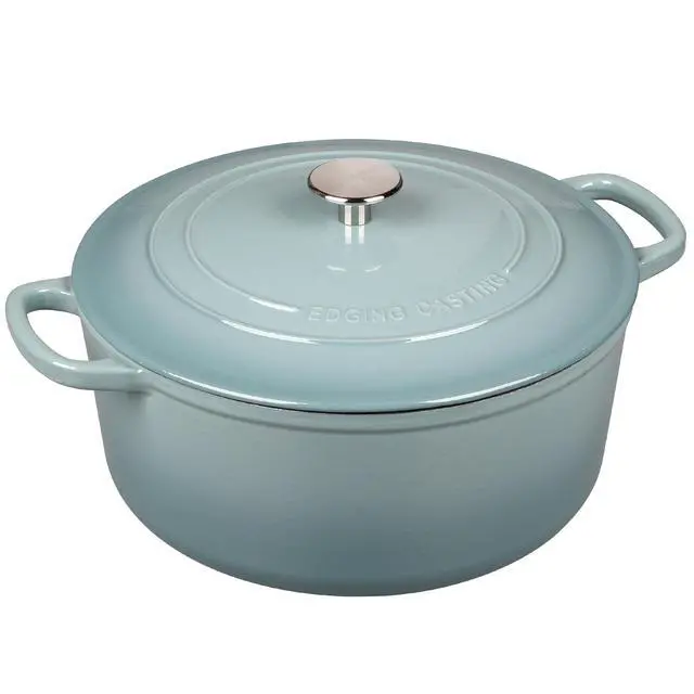 Alt view image 4 of 6 - Enameled Dutch Ovens Cast Iron Dutch Oven Pot with Lid for Bread Baking, Cook, Dual Handle, 5.5 Quart, Seasalt