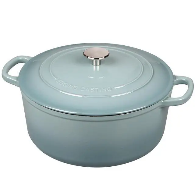 Alt view image 6 of 6 - Enameled Dutch Ovens Cast Iron Dutch Oven Pot with Lid for Bread Baking, Cook, Dual Handle, 5.5 Quart, Seasalt