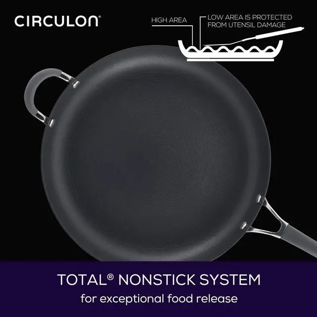 Alt view image 5 of 7 - 83906 Radiance Hard Anodized Nonstick Frying Pan / Fry Pan / Hard Anodized Skillet with Helper Handle - 14 Inch Large Skillet, Gray