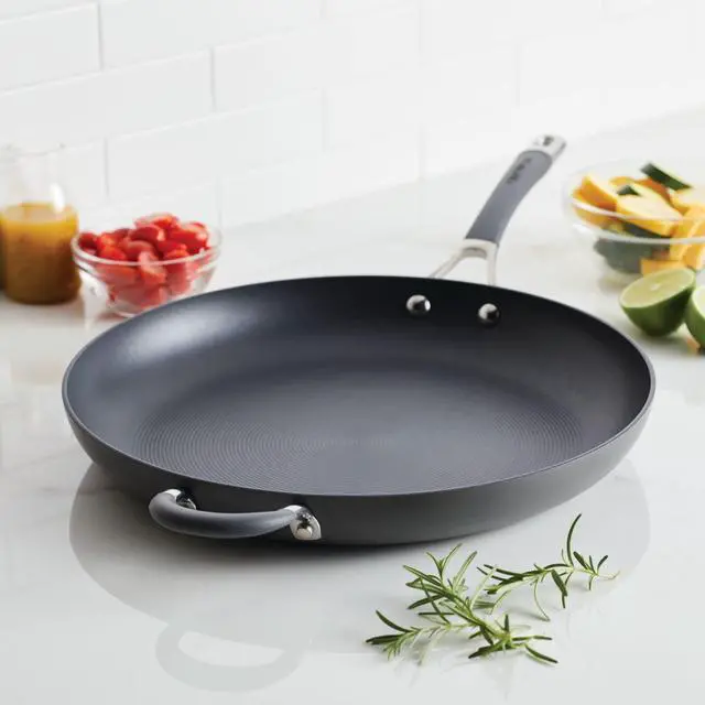Alt view image 7 of 7 - 83906 Radiance Hard Anodized Nonstick Frying Pan / Fry Pan / Hard Anodized Skillet with Helper Handle - 14 Inch Large Skillet, Gray