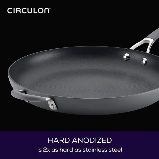 Alt view image 6 of 7 - 83906 Radiance Hard Anodized Nonstick Frying Pan / Fry Pan / Hard Anodized Skillet with Helper Handle - 14 Inch Large Skillet, Gray