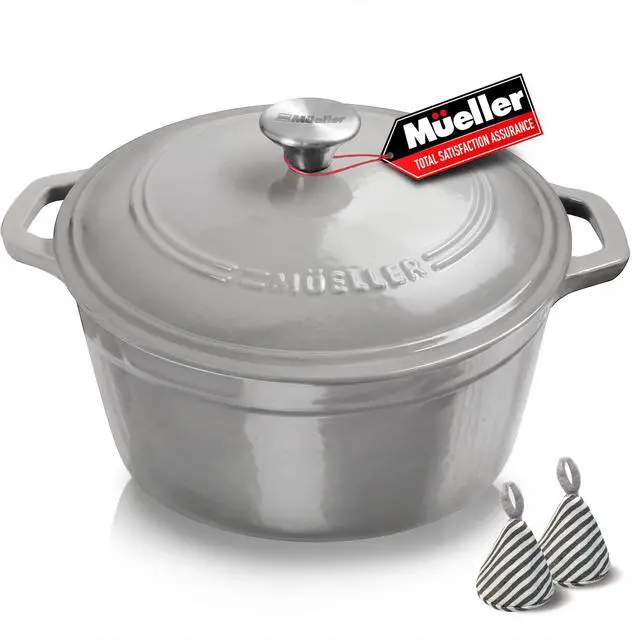 Main image of 6 Quart Enameled Cast Iron Pot Dutch Oven, Heavy-Duty Oven-Safe up to 500° F, & Across All Cooktops, Casserole Dishes for Ovens, Bread Pan with Lid and Knob, Cast Iron Cookware, Grey