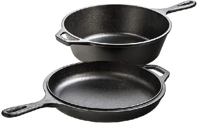 Main image of Cast Iron Combo Cooker - PFAS-Free 2-in-1 3.2 Quart Deep Pot and 10.25 Inch Skillet Set - Dutch Oven with Skillet Lid for Sourdough, Frying, and Camping - Made in the USA