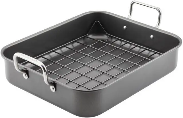 Main image of Roasting Pan with Reversible Rack, Turkey Roasting Pan, Nonstick, 16.5-Inch x 13.5-Inch
