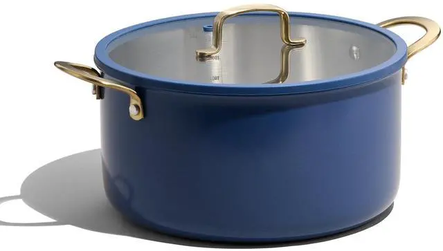 Main image of 8QT Full Clad Tri Ply Stainless Steel Stock Pot with Lid, Kitchen Stockpot Soup Pot, Outer Ceramic Layer, Even Heating, All Stoves Compatible, Oven & Dishwasher Safe, Stay Cool Handle, Blue