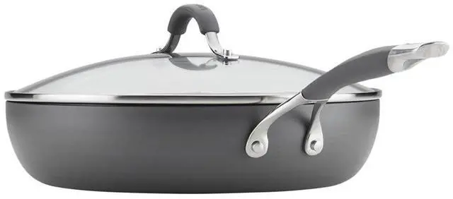 Alt view image 2 of 7 - Radiance Hard Anodized Nonstick Deep Frying Pan with Lid, 12 inch Frying Pan with Lid, Deep Skillet, Gray