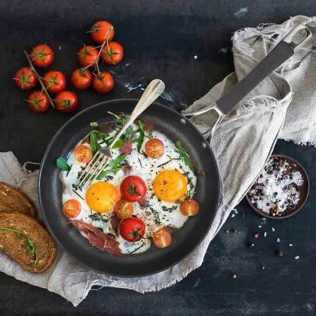 Alt view image 7 of 7 - Radiance Hard Anodized Nonstick Deep Frying Pan with Lid, 12 inch Frying Pan with Lid, Deep Skillet, Gray