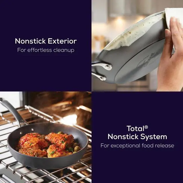 Alt view image 4 of 7 - Radiance Hard Anodized Nonstick Deep Frying Pan with Lid, 12 inch Frying Pan with Lid, Deep Skillet, Gray