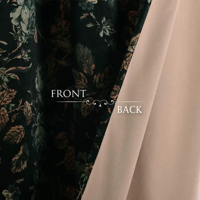 Alt view image 3 of 7 - Black Velvet Curtains 84 inches Long - Printed Floral Design Home Decoration Luxury Thermal Insulated Blackout Window Treatment Set for Living Room, 52x84-inch, 2 Panels