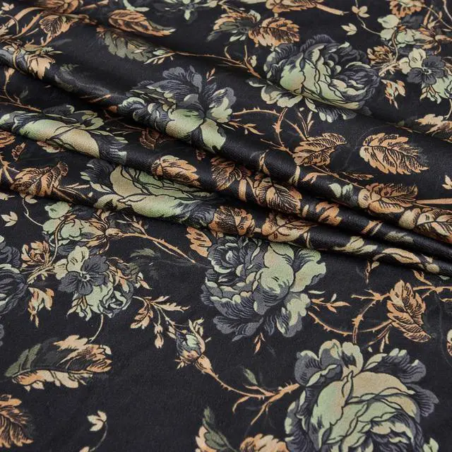 Alt view image 2 of 7 - Black Velvet Curtains 84 inches Long - Printed Floral Design Home Decoration Luxury Thermal Insulated Blackout Window Treatment Set for Living Room, 52x84-inch, 2 Panels