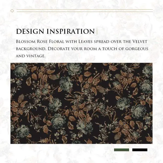 Alt view image 4 of 7 - Black Velvet Curtains 84 inches Long - Printed Floral Design Home Decoration Luxury Thermal Insulated Blackout Window Treatment Set for Living Room, 52x84-inch, 2 Panels