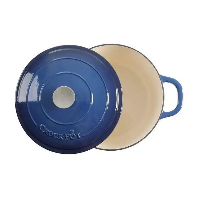 Alt view image 2 of 6 - Artisan 7-Quart Round Enameled Cast Iron Dutch Oven Sapphire Blue, Durable Heavy-Duty Cookware for Slow Cooking, Baking, Roasting with Lid