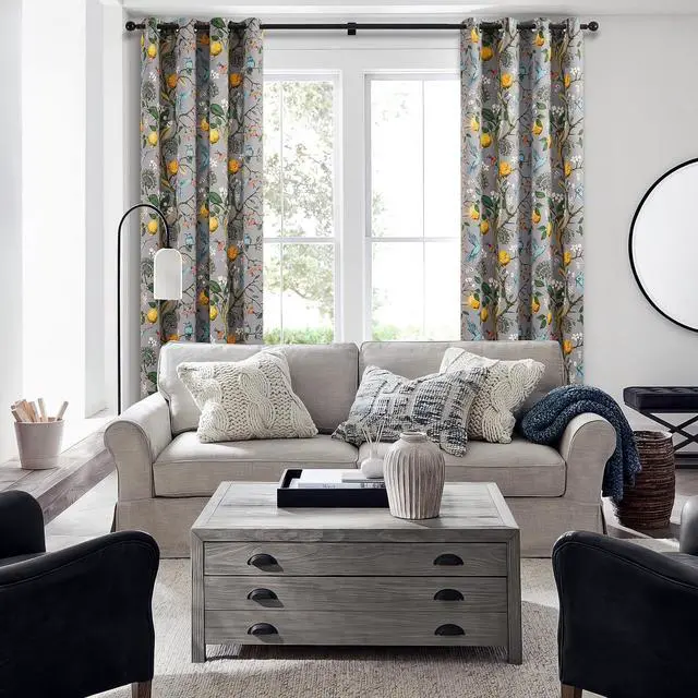 Alt view image 5 of 7 - Black Dark Floral Grey Blackout Curtains, Gray Decorative French Country Grommet Dark Academia Antique Decor Hummingbird Window Covering for Living Room Bedroom Dining,84 Inch Length