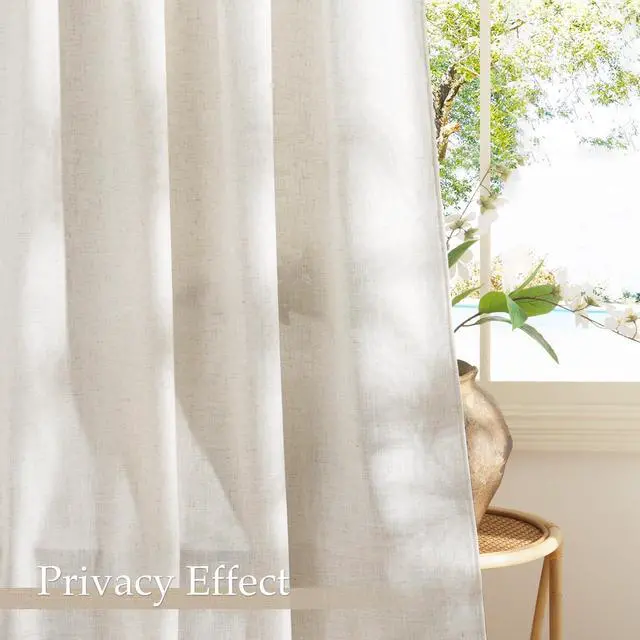 Alt view image 5 of 7 - Extra Long Linen Curtains 144 inch Long 2 Panels Set, 55" Wide Thick Flax Linen Blend Privacy Window Drapes Rod Pocket & Back Tab with Light Filtering for Bedroom/Living Room