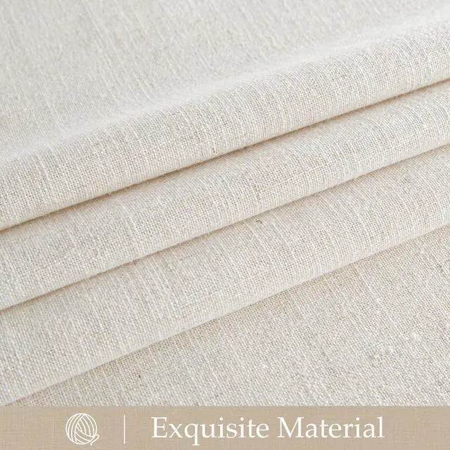 Alt view image 4 of 7 - Extra Long Linen Curtains 144 inch Long 2 Panels Set, 55" Wide Thick Flax Linen Blend Privacy Window Drapes Rod Pocket & Back Tab with Light Filtering for Bedroom/Living Room