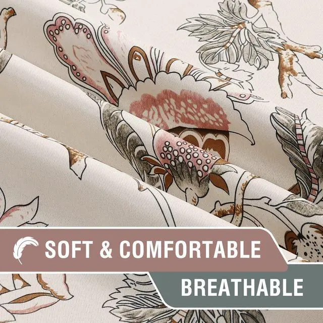 Alt view image 5 of 7 - Blackout Curtains 96 Inch Length 2 Panels Set Floral Print Curtain Drapes for Living Room Thermal Insulated Grommet Window Curtains for Bedroom - Traditional Floral in Sage and Brown