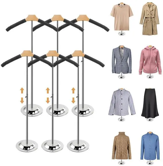 Main image of 20-35 Inch Height Adjustable Shirt Display Stand, T Shirt Display Stand for Vendors, Mannequin Torso for Clothing Dress Garment Coat Retail (Black, 6 Pcs)