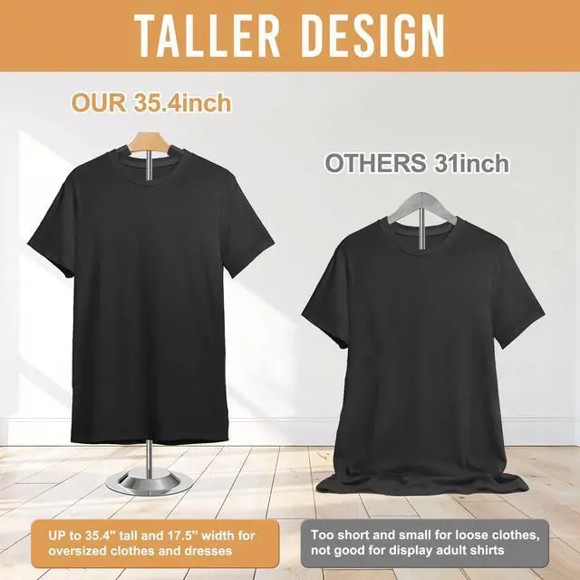 Alt view image 2 of 7 - 20-35 Inch Height Adjustable Shirt Display Stand, T Shirt Display Stand for Vendors, Mannequin Torso for Clothing Dress Garment Coat Retail (Black, 6 Pcs)