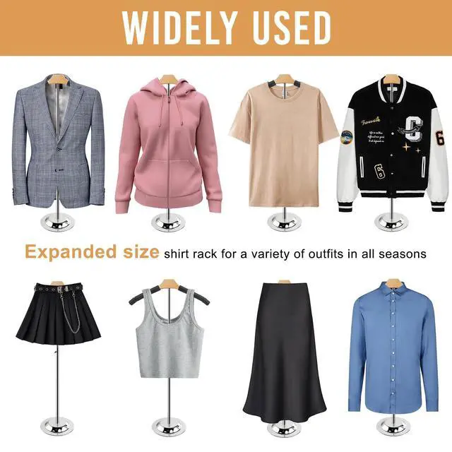Alt view image 6 of 7 - 20-35 Inch Height Adjustable Shirt Display Stand, T Shirt Display Stand for Vendors, Mannequin Torso for Clothing Dress Garment Coat Retail (Black, 6 Pcs)