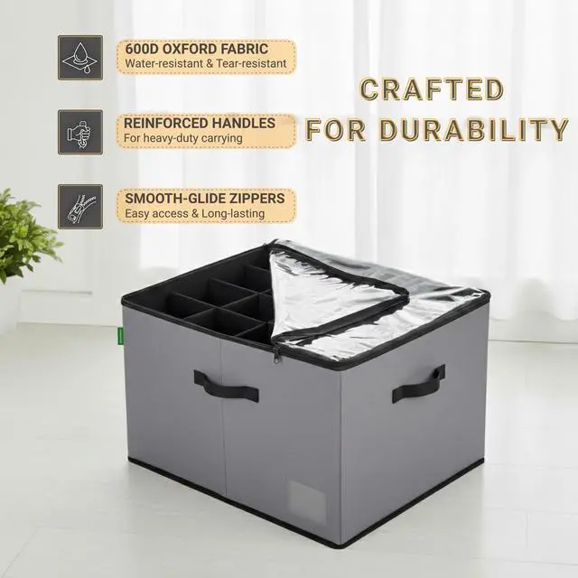 Alt view image 5 of 7 - 2 Pack Shoe Organizer for Closet, Foldable Fabric Shoe Storage Box with Adjustable Dividers and Clear Dustproof Cover, Large Collapsible Shoe Bins & Containers, Holds up to 32 Pairs, Gray