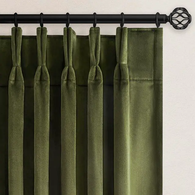 Main image of Olive Green Velvet Blackout Curtains 84 Inches 2 Panels Forest Green Elegant Vintage Pinch Pleated Drapes for Living Room Bedroom Thermal Soundproof Back Tab Window Panels,W40 x L84,Home Decor