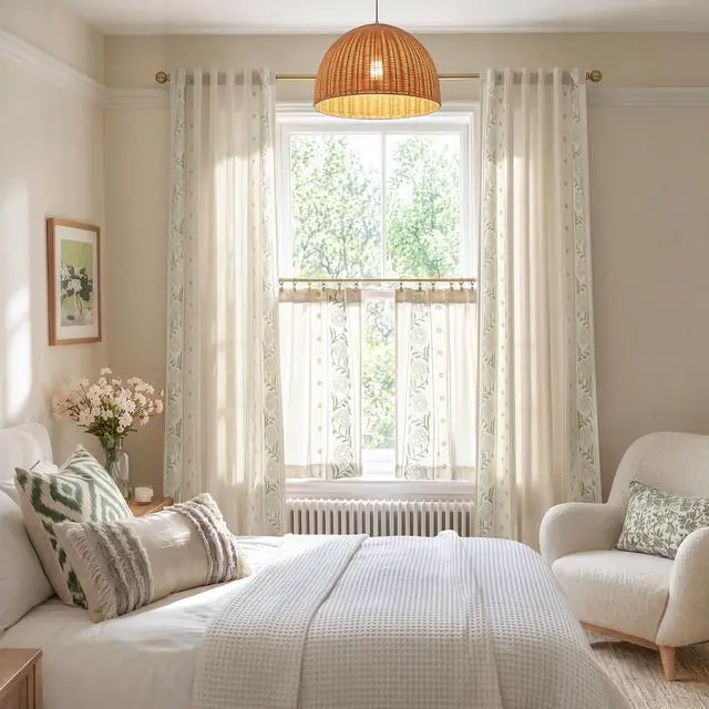 Alt view image 3 of 7 - Winslow Linen Curtains for Bedroom 84 Inches Length Embroidered Bordered Floral Curtains for Living Room Farmhouse Decor Light Filtering Window Treatments Sage on Beige Drapes 2 Panels