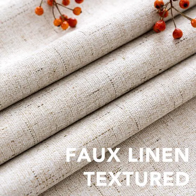 Alt view image 4 of 7 - Linen 100% Blackout Curtains for Bedroom Light Blocking Curtains, Textured Curtains for Living Room 84 inch Grommet, White Liner Energy Efficient GRS Certified (2 Panels, Natural)