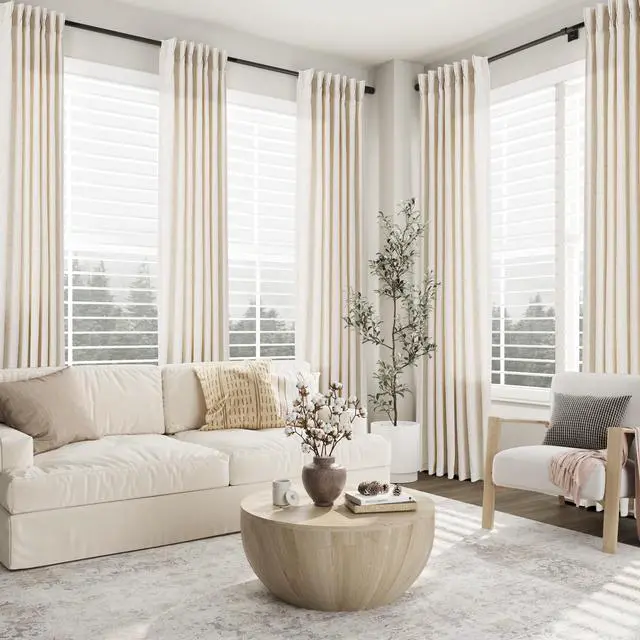 Alt view image 5 of 7 - Linen Curtains 96 Inches Long Pinch Pleated Floor to Ceiling for Living Room 8ft Cream Light Filtering Sheer Curtain for Bedroom Back Tab Farmhouse Window Drapes Natural Beige Ivory 40x96, 2 Panels