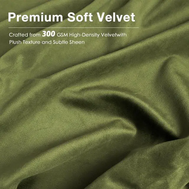 Alt view image 3 of 7 - Olive Green Velvet Curtains for Bedroom Window with Back Tab, Super Soft Vintage Luxury Heavy Drapes, Room Darkening Thermal Insulated Curtain for Living Room, W52 by L84 inches, 2 Panels