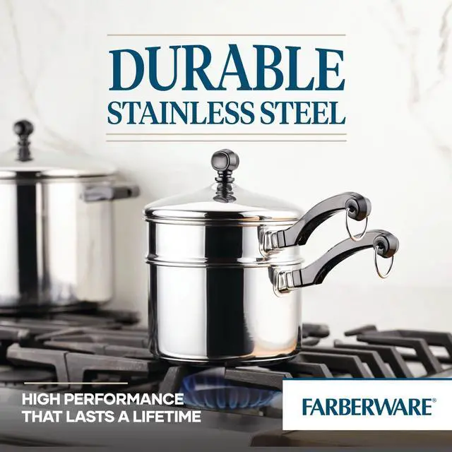 Alt view image 5 of 7 - Classic Series Stainless Steel Double Boiler and Saucepan with Lid, Double Boilers For Stove Top, 2-Quart