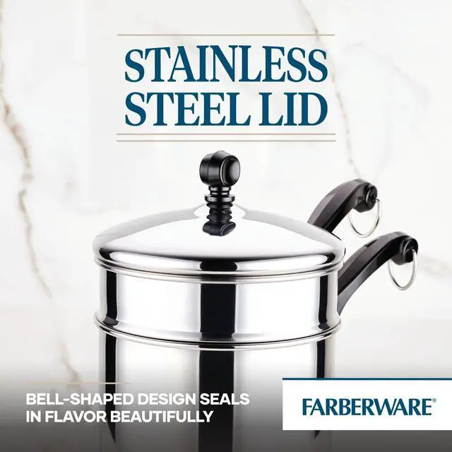 Alt view image 6 of 7 - Classic Series Stainless Steel Double Boiler and Saucepan with Lid, Double Boilers For Stove Top, 2-Quart