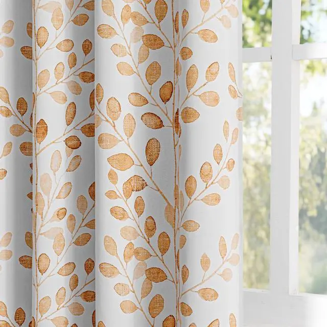 Main image of Curtains 95 inch Long for Living Room Patio Dining Room Thermal Insulated Darkening Soft Curtains Leaf Pattern Grommet Drapes for Home, 52''W x 95''L in, Taupe, 2 Panels