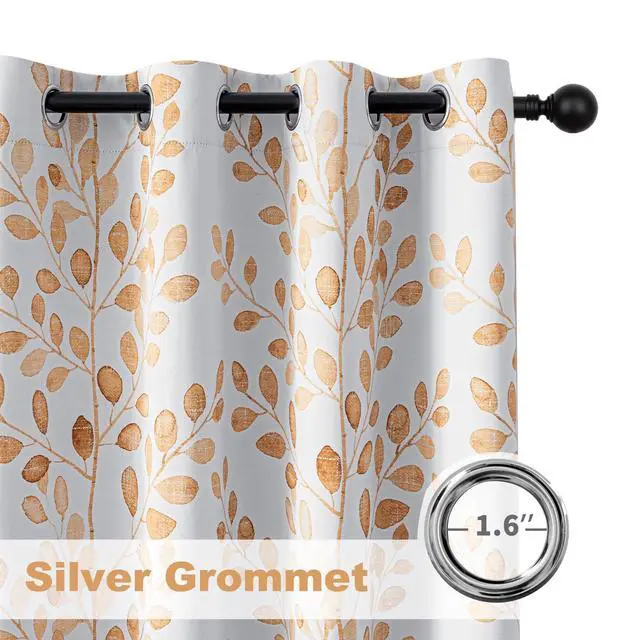 Alt view image 7 of 7 - Curtains 95 inch Long for Living Room Patio Dining Room Thermal Insulated Darkening Soft Curtains Leaf Pattern Grommet Drapes for Home, 52''W x 95''L in, Taupe, 2 Panels