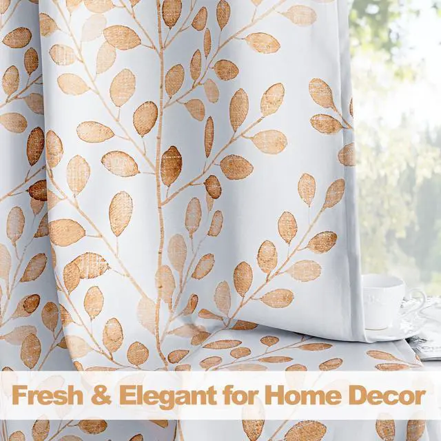 Alt view image 6 of 7 - Curtains 95 inch Long for Living Room Patio Dining Room Thermal Insulated Darkening Soft Curtains Leaf Pattern Grommet Drapes for Home, 52''W x 95''L in, Taupe, 2 Panels