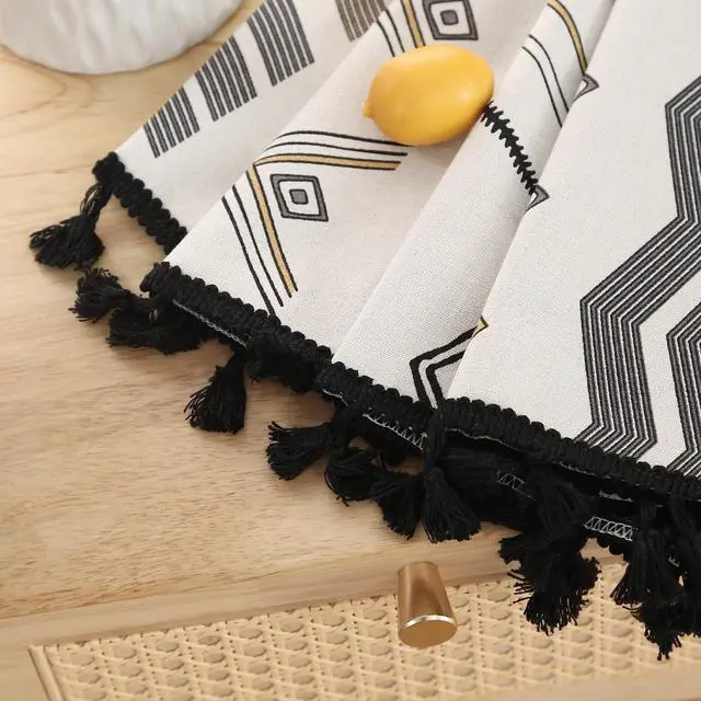 Alt view image 5 of 5 - 100% Blackout Boho Heat Sun Blocking Bedroom Living Room Thermal Curtains for Summer Heat 63 Inch Black and White Patterned Decorative Western Southwest Black Out Curtain & Drapes