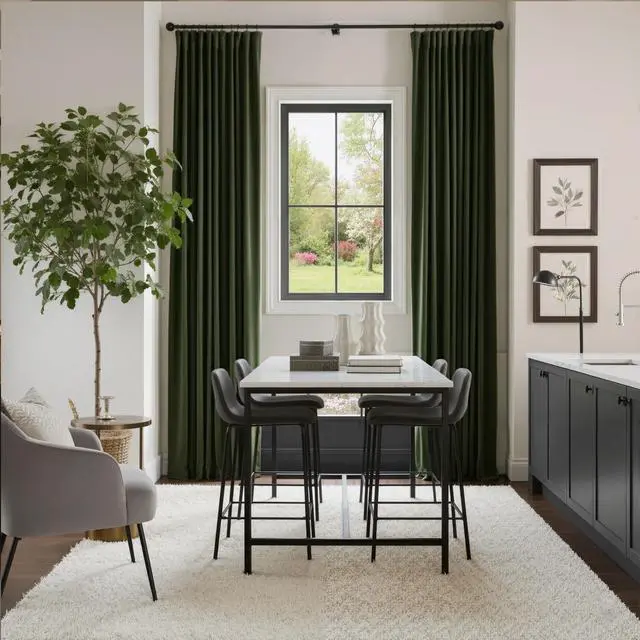 Alt view image 2 of 7 - Olive Green Blackout Velvet Curtains 96" Length 2 Panels for Nursery, Vision Insluated Elegant Drapes Room Darkening for Bedroom Back Tab with Pleat Tape Window Treatments, 52 inch Wide