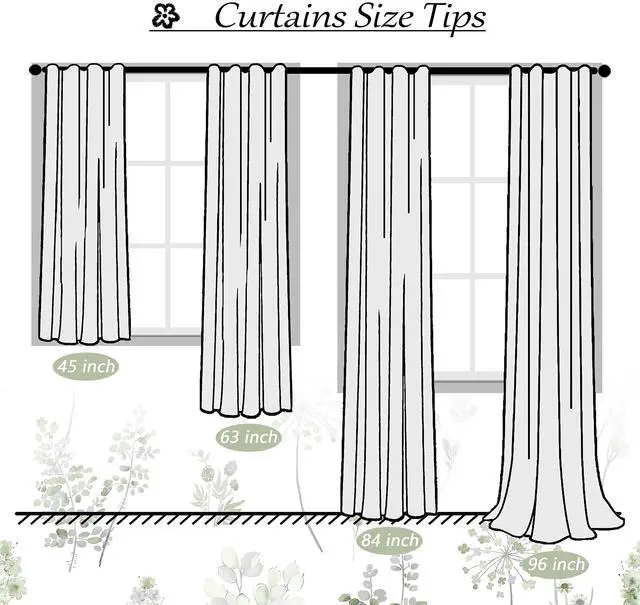 Alt view image 4 of 7 - Sage Green Curtains 84 Inch Length for Living Room 2 Panels Set 80% Blackout Cottage Core Garden Wildflower Watercolor Darkening Floral Boho Curtain Drapes for Bedroom 84 Long,Light Green and Grey