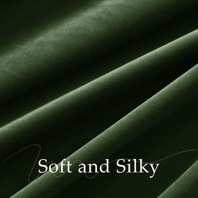 Alt view image 7 of 7 - Olive Green Blackout Velvet Curtains 96" Length 2 Panels for Nursery, Vision Insluated Elegant Drapes Room Darkening for Bedroom Back Tab with Pleat Tape Window Treatments, 52 inch Wide