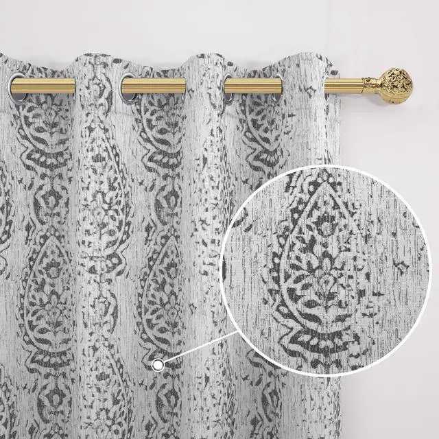Alt view image 6 of 7 - Patterned Blackout Curtains for Bedroom 84 Inch Long,Grey Light Gray Black Out Moroccan Geometric Pattern Curtains for Living Room 2 Panels Set