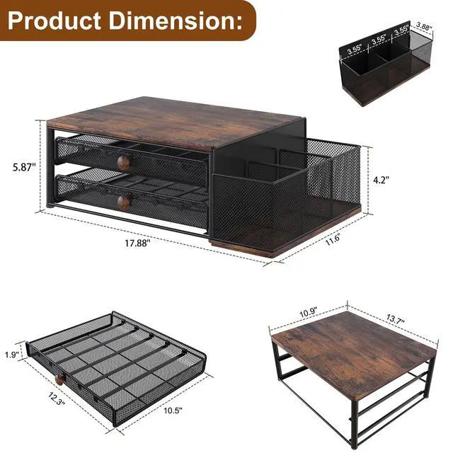 Alt view image 3 of 7 - Cup Holder - 60 Capsule Capacity 2 Tier Sliding Pods Storage Drawer with Disposable Cups & Lids Holder, Coffee Bar Station Organizer for Countertop, Black