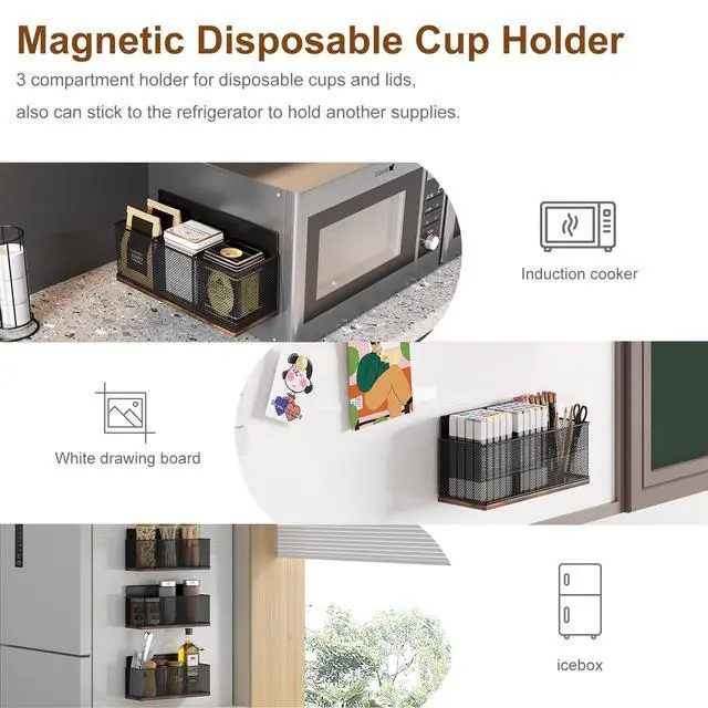 Alt view image 6 of 7 - Cup Holder - 60 Capsule Capacity 2 Tier Sliding Pods Storage Drawer with Disposable Cups & Lids Holder, Coffee Bar Station Organizer for Countertop, Black