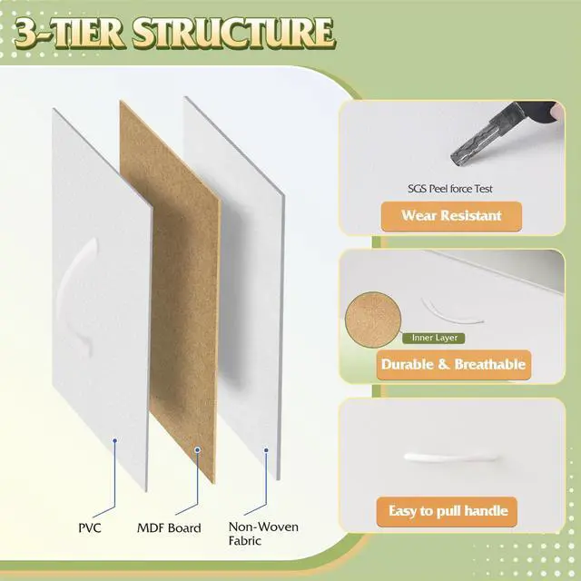 Alt view image 5 of 7 - 9-Drawer Dresser, Fabric Storage Tower for Bedroom, Hallway, Closet, Tall Chest Organizer Unit for Bedroom with Fabric Bins, Steel Frame, Wood Top, Easy Pull Handle, White