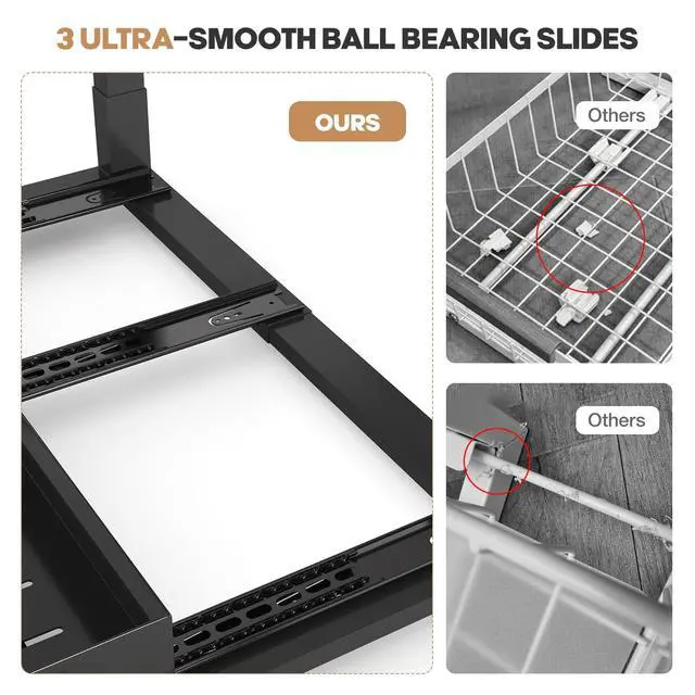 Alt view image 5 of 7 - 1 Pack Expandable Under Sink Organizers And Storage With Upgrade Ball-Bearing Slide Tracks,2-Tier Pull Out Under Cabinet Organizer Height Adjustable,Slide Out Under Sink Drawers-Black(Patent Pending)