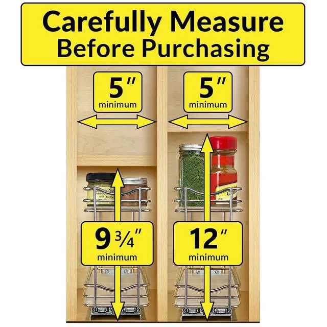 Alt view image 4 of 7 - Pull Out Spice Organization for Cabinets - 4-3/8 inch Wide Spice Rack for Inside Cabinets, Slide Out Spice Rack Organizer for cabinet Pull Out Spice Rack, Sliding 2 Tier Chrome