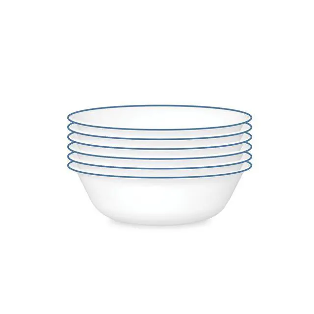 Main image of 6-Piece 18oz Round Bowls Vitrelle Triple Layer Glass, Perfect for Soup, Cereal and Snacks, Lightweight, Chip and Scratch Resistant, Microwave and Dishwasher Safe, Botanical Stripes